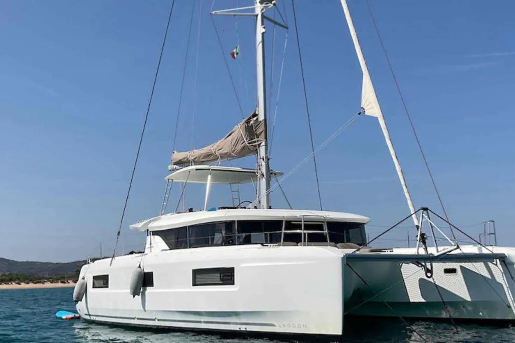 Lagoon 46 catamaran exterior view at marina