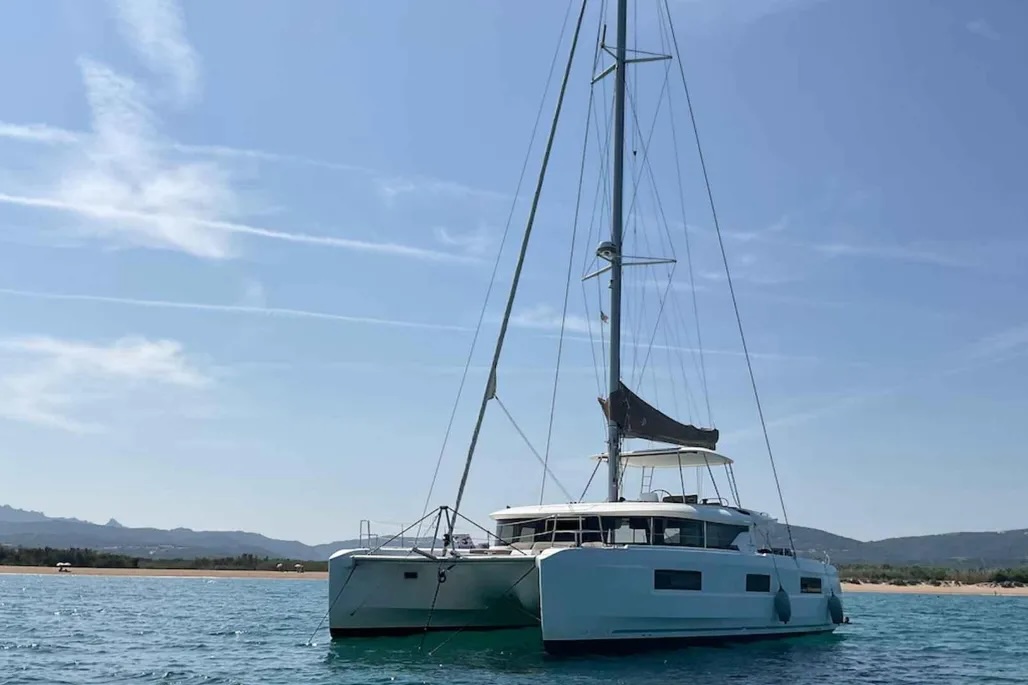 Lagoon 46 catamaran exterior view at marina