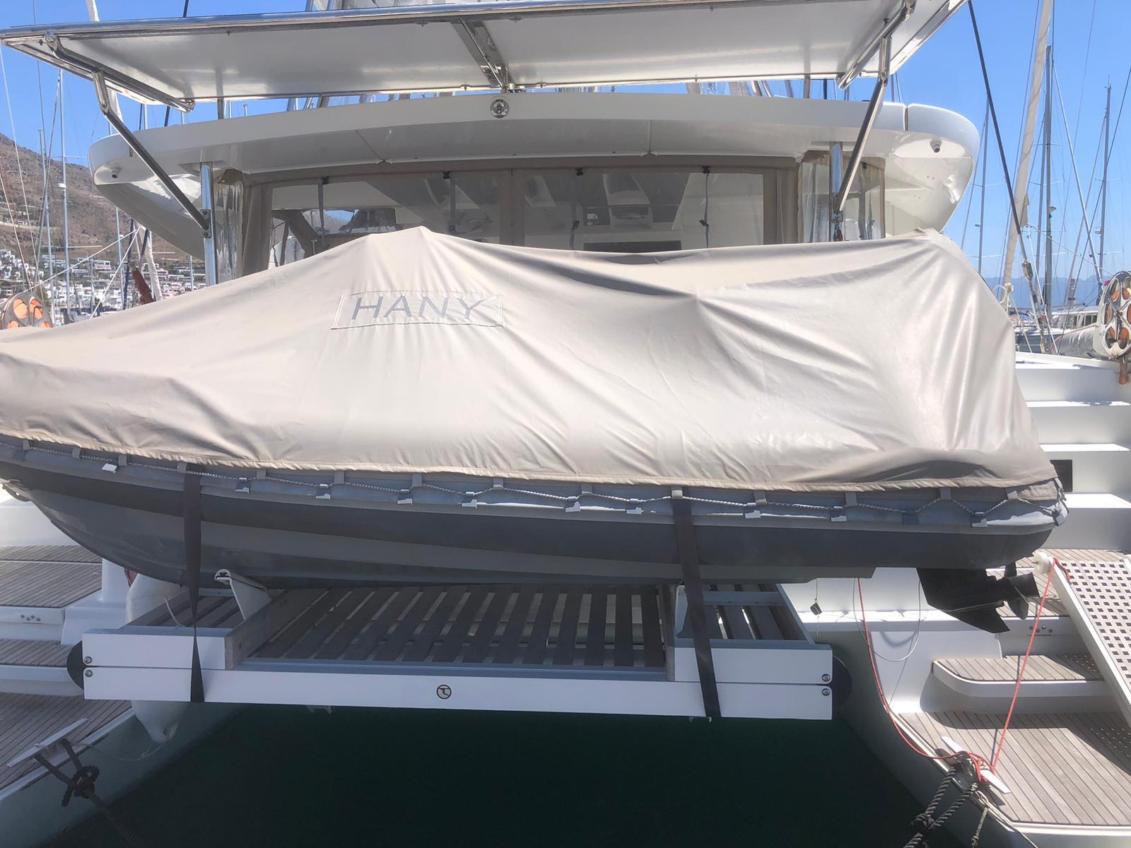 Lagoon 46 catamaran exterior view at marina