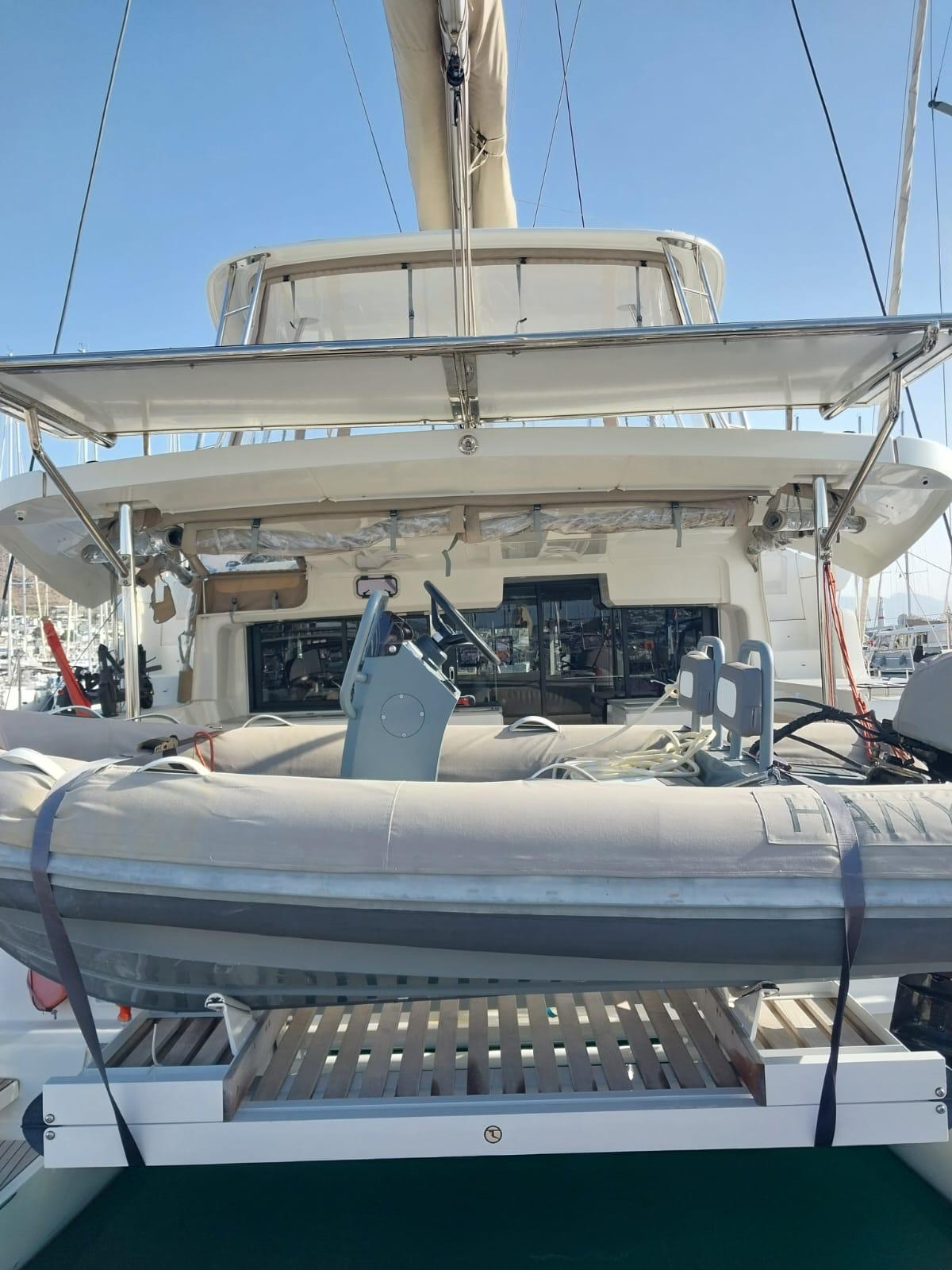 Lagoon 46 catamaran exterior view at marina