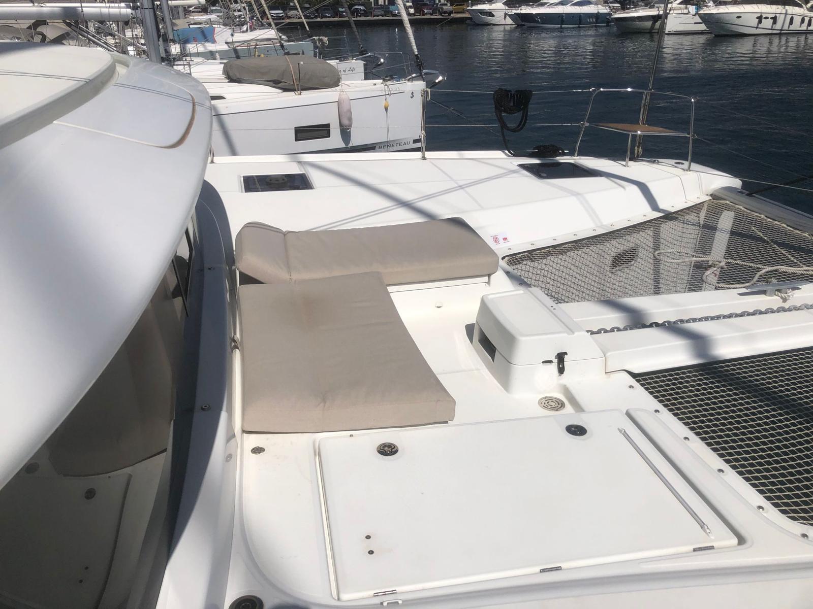 Lagoon 46 catamaran exterior view at marina