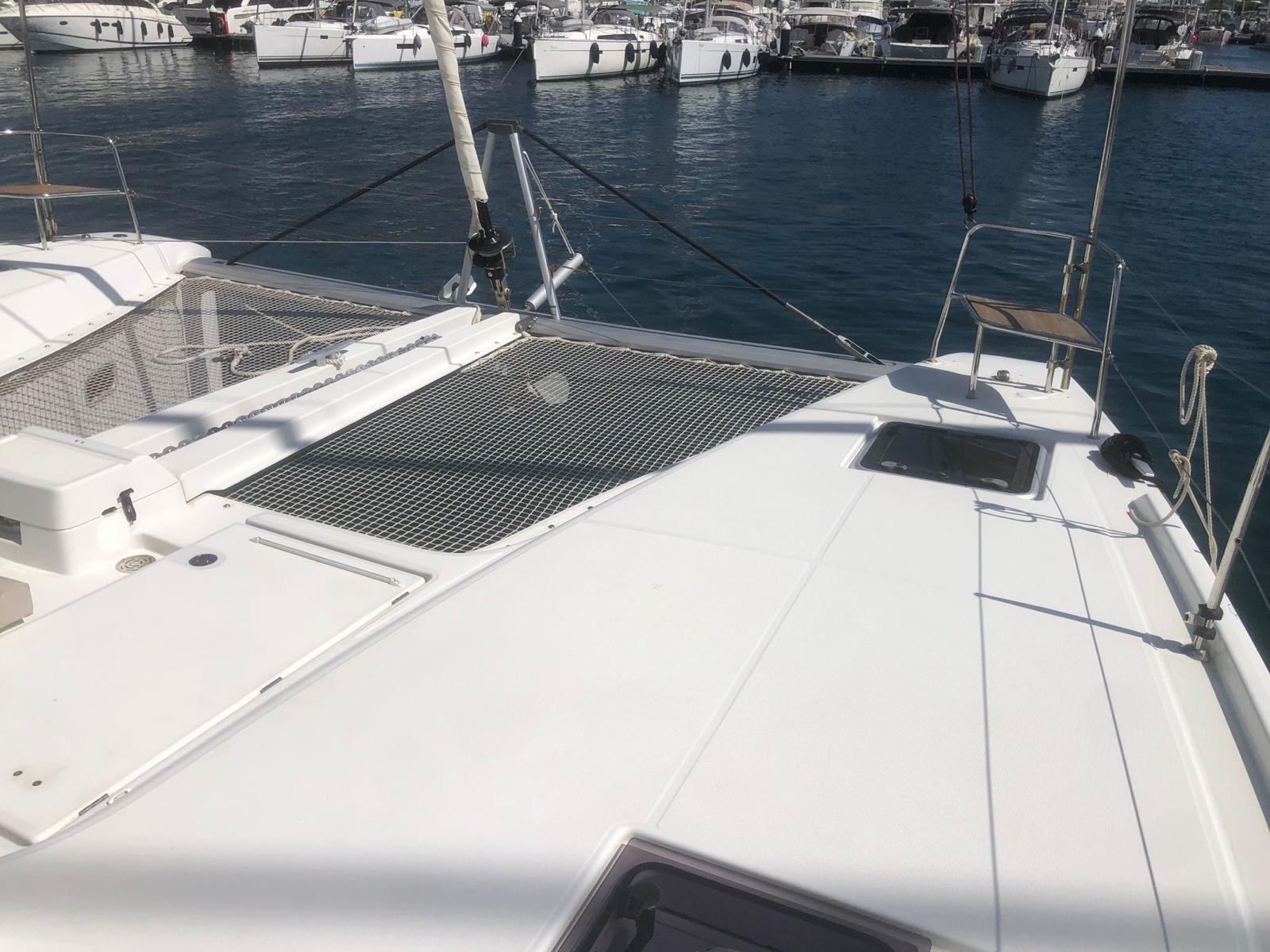 Lagoon 46 catamaran exterior view at marina