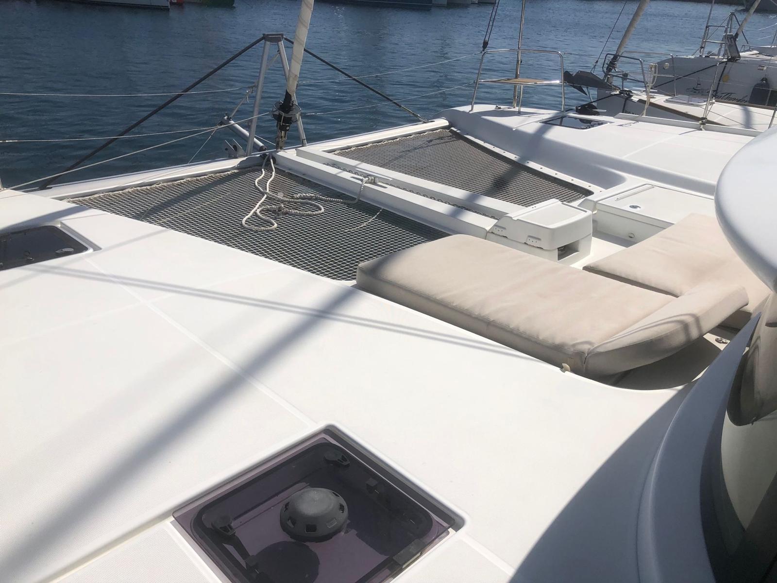 Lagoon 46 catamaran exterior view at marina