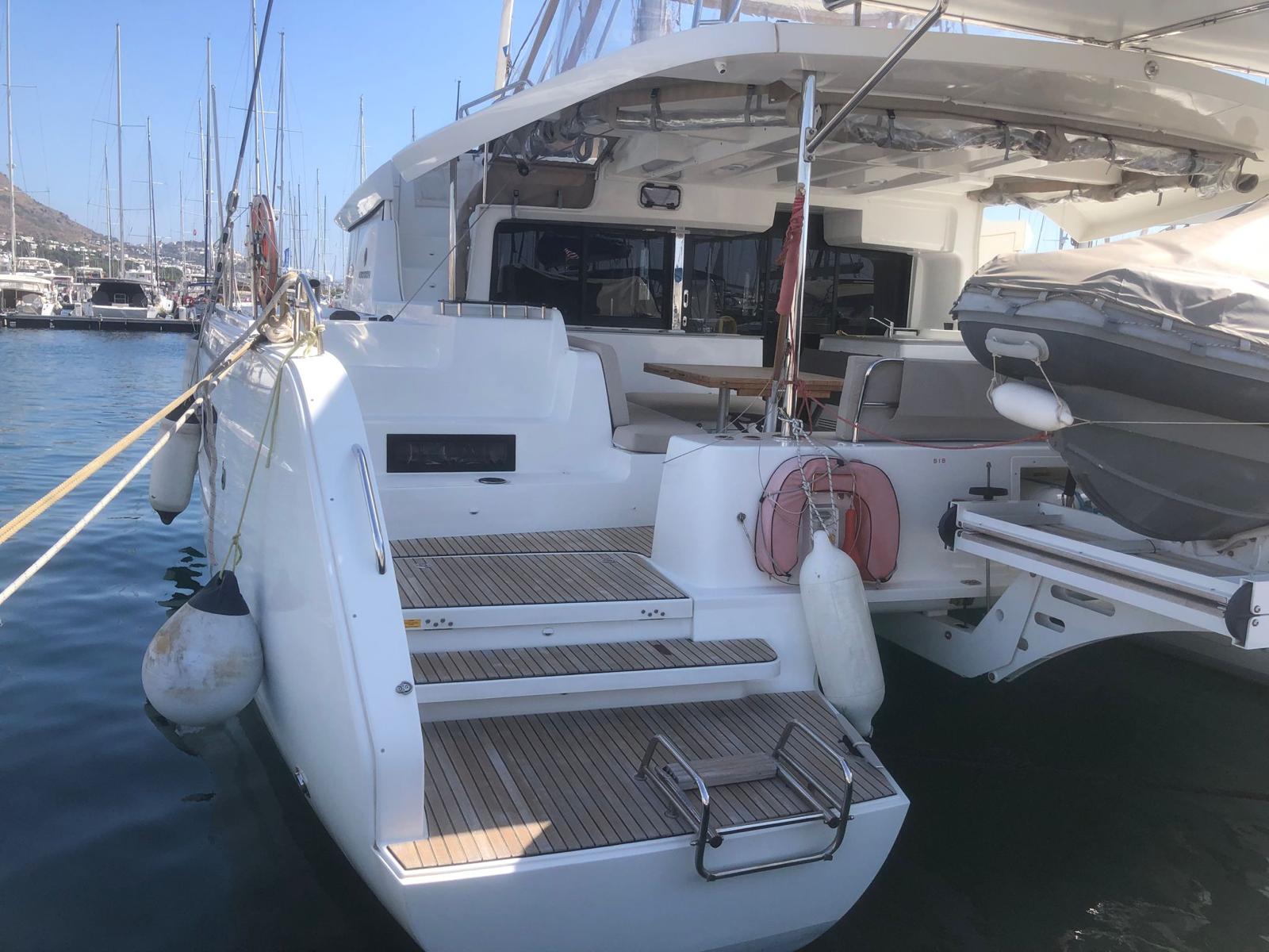Lagoon 46 catamaran exterior view at marina